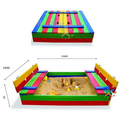 фото яркая Детская песочница c крышкой SportBaby 2,0*2,0м